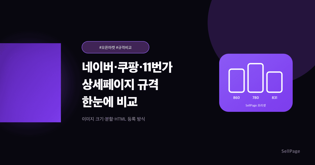 2026 네이버·쿠팡·11번가 상세페이지 규격 비교 – 이미지 크기·분할·HTML